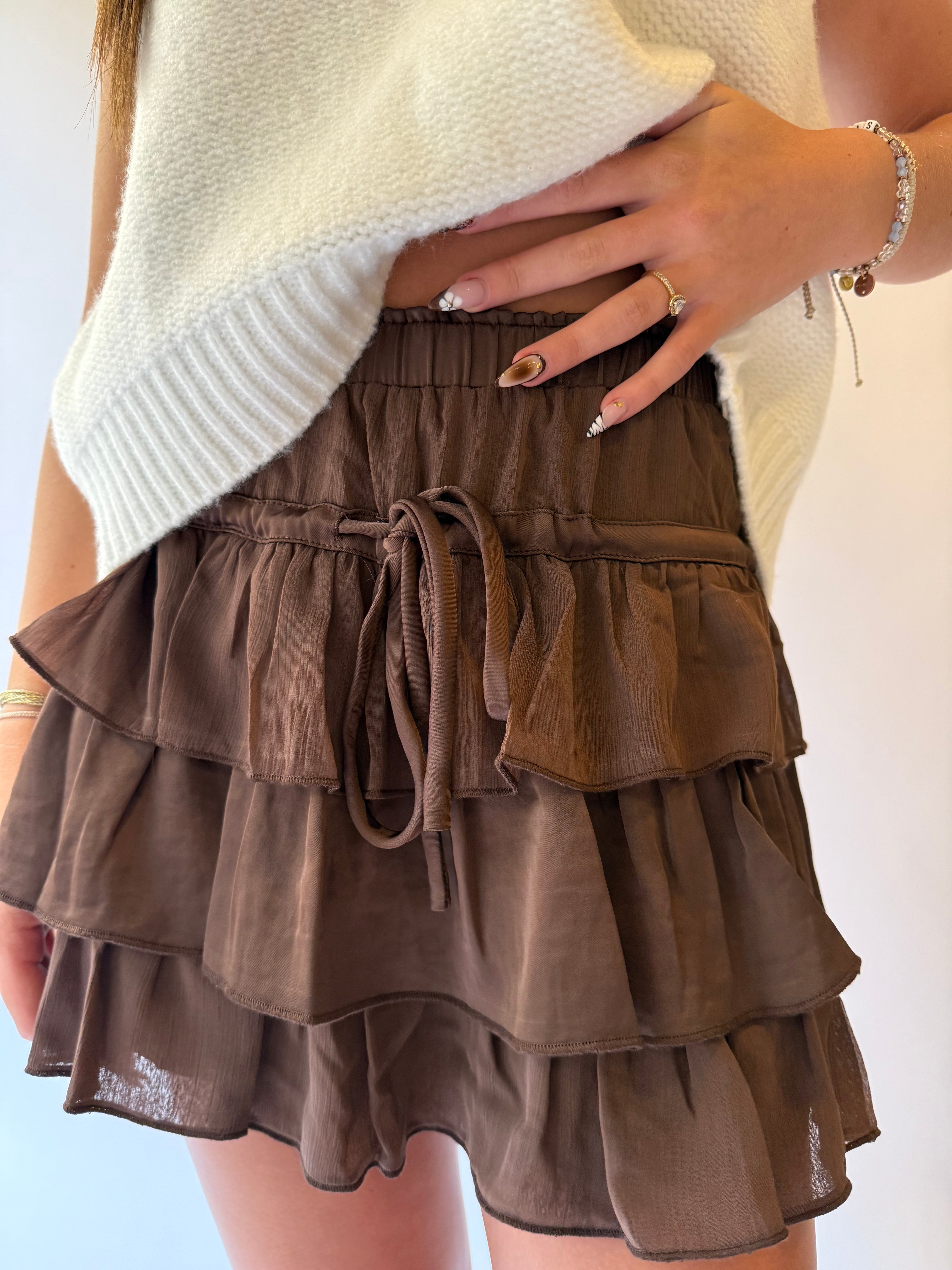 Cocoa Ruffle Skort