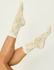 Vintage Floral Grip Sock