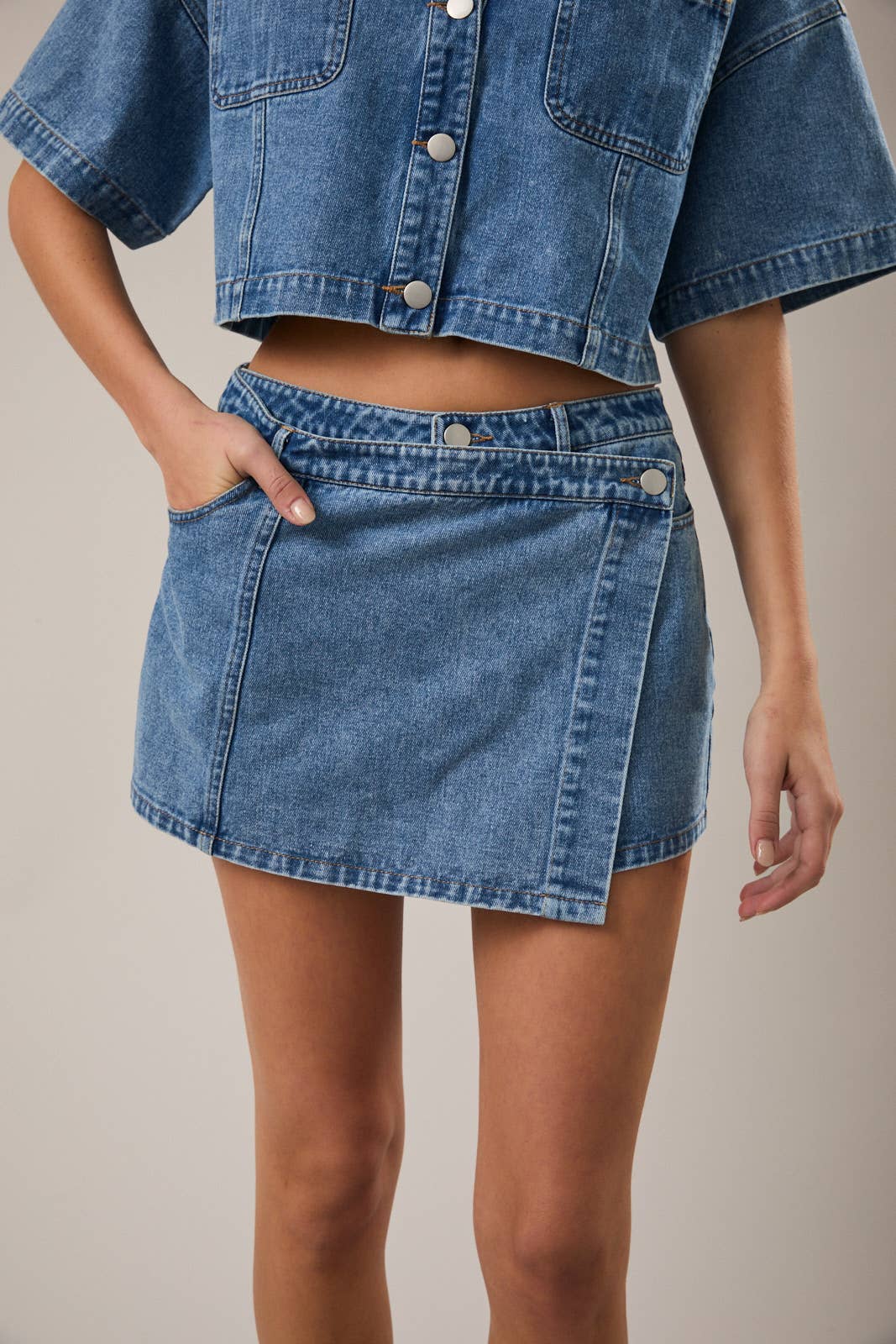 Denim Wrap Skort