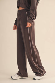 Super Soft Air Scuba Wide Leg Pants with Side Piping