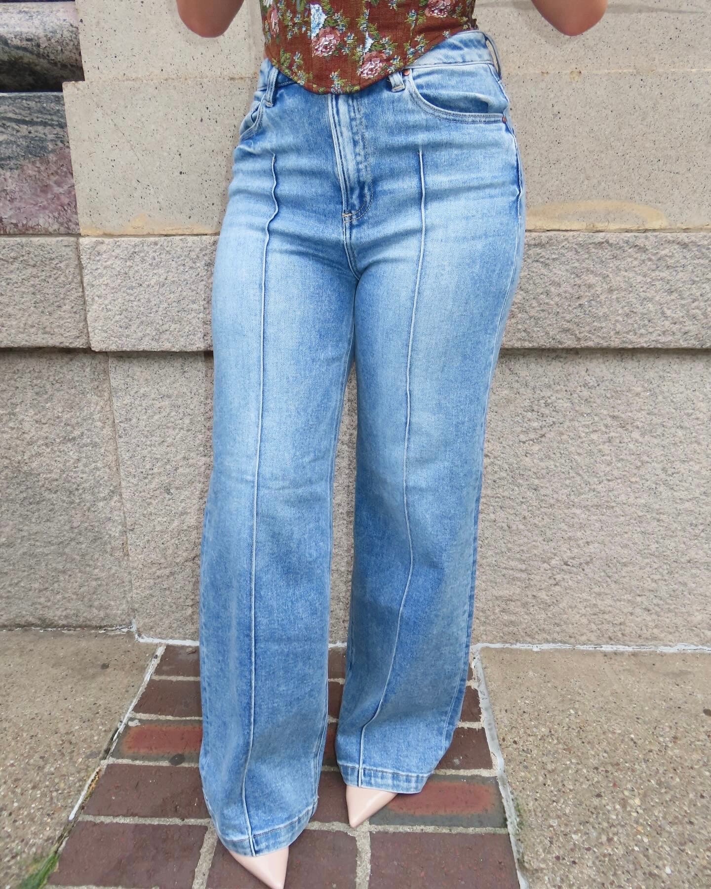High Waisted Pinetuck Jeans