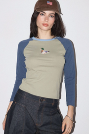 Beaded Duck Raglan Top