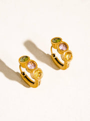 Azelia 18K Gold Non-Tarnish Colorful CZ Hoop Earrings
