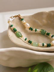 Green Bohemian Stone and Bead Bracelet